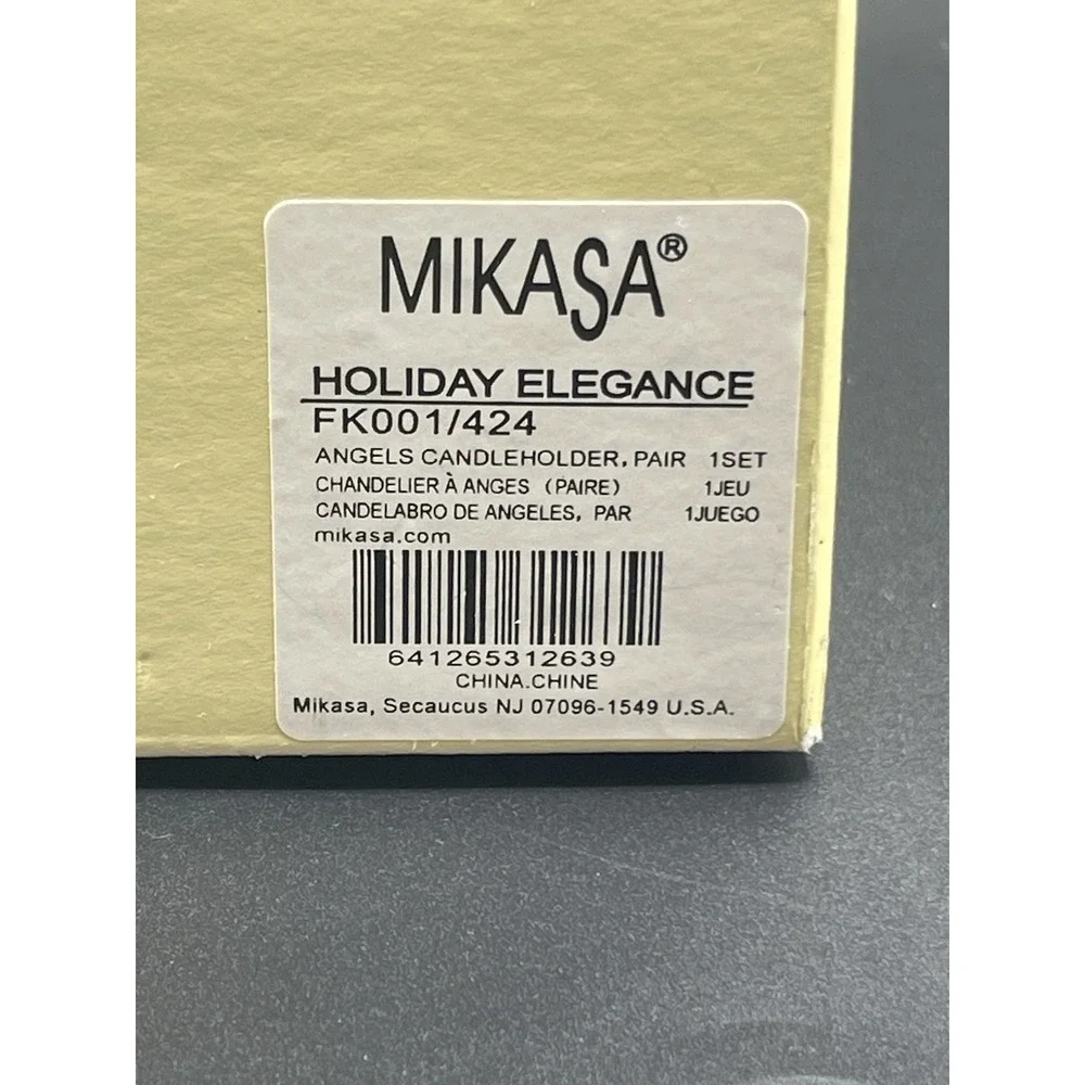 Mikasa Fine Porcelain Holiday Elegance Angel Candle Holders Gold Trim (Set of 2)